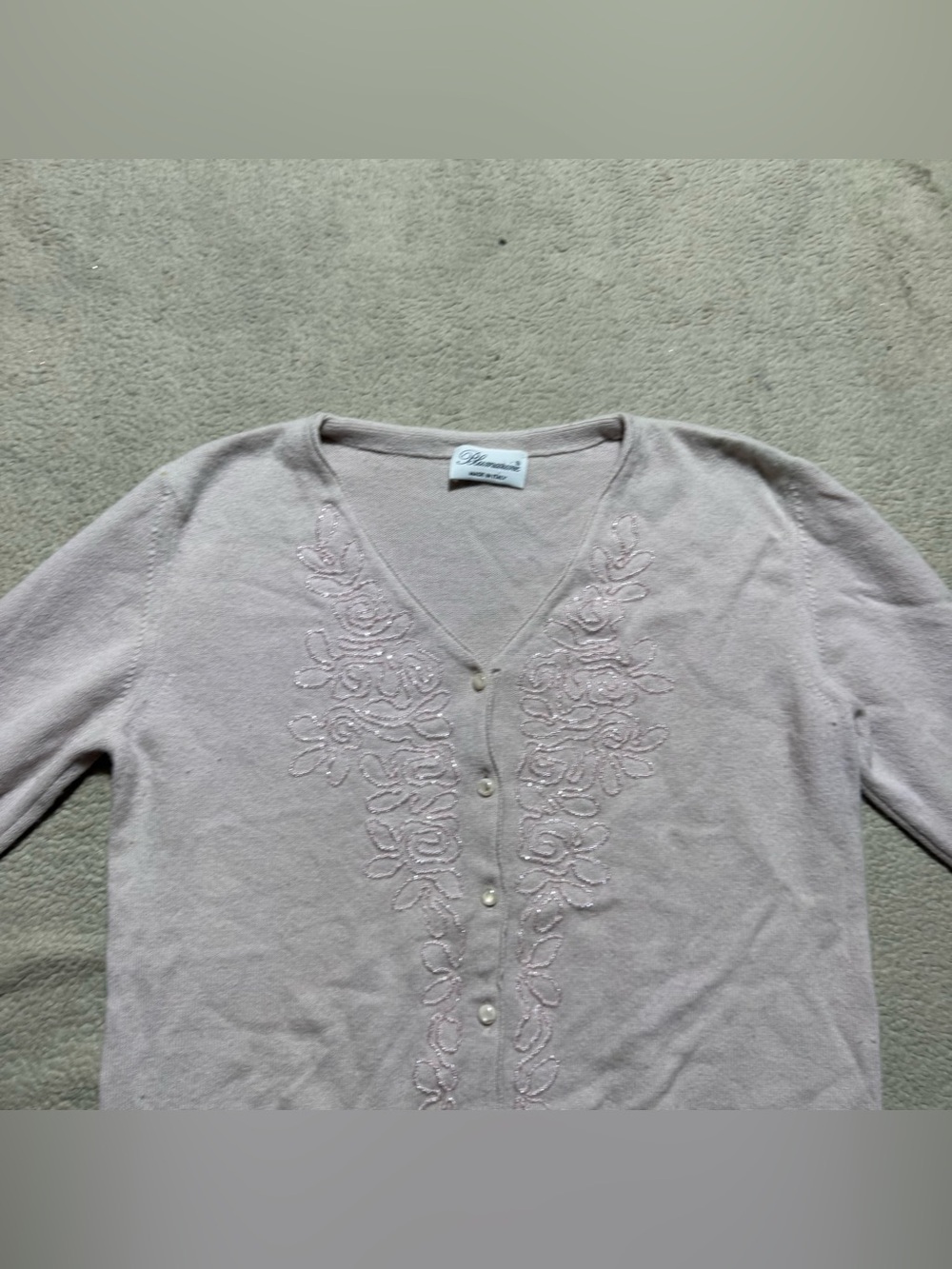 Blumarine Sweater Womens Small Floral Embroidered Beaded Vintage Cardigan Button - Picture 3 of 13